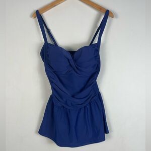 Shore Shapes Size 14 Navy Swim Dress One Piece Swimsuit NEW‎ Tummy Control